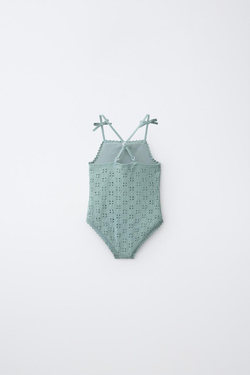 ZARA КУПАЛЬНИК ИЗ КРУЖЕВА КРОШЕ, ЦВЕТ МОРСКОЙ ВОЛНЫ