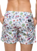 Мужские пляжные шорты с принтом в виде воздушных шаров (Размер: M) (Цвет: белый)