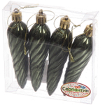 Ёлочные игрушки «Сосулька спиралька» 8,5см (набор 4шт), изумруд