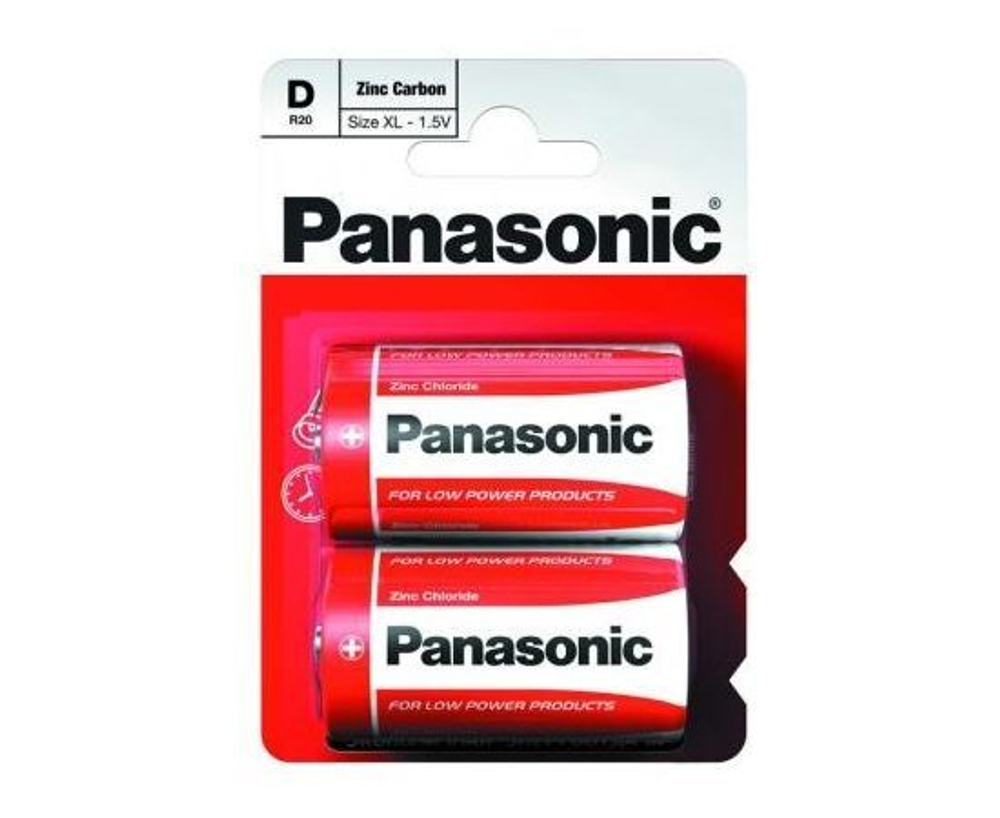 Батарейки Panasonic Zinc Carbon R20 BL2, 2 штуки