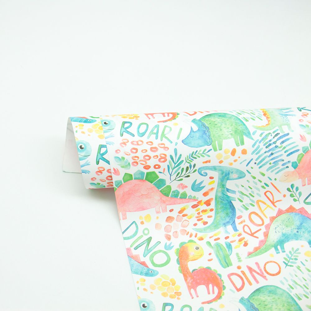 Упаковочная бумага (0,5*0,7 м) Яркие динозаврики, 1 шт.