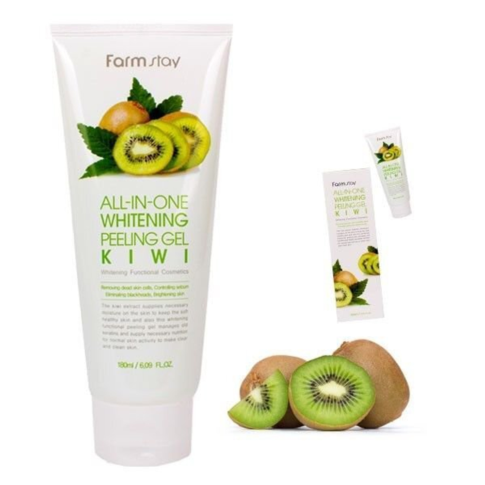 Пилинг гель с экстрактом киви FarmStay All-In-One Whitening Peeling Gel Kiwi, 180мл.