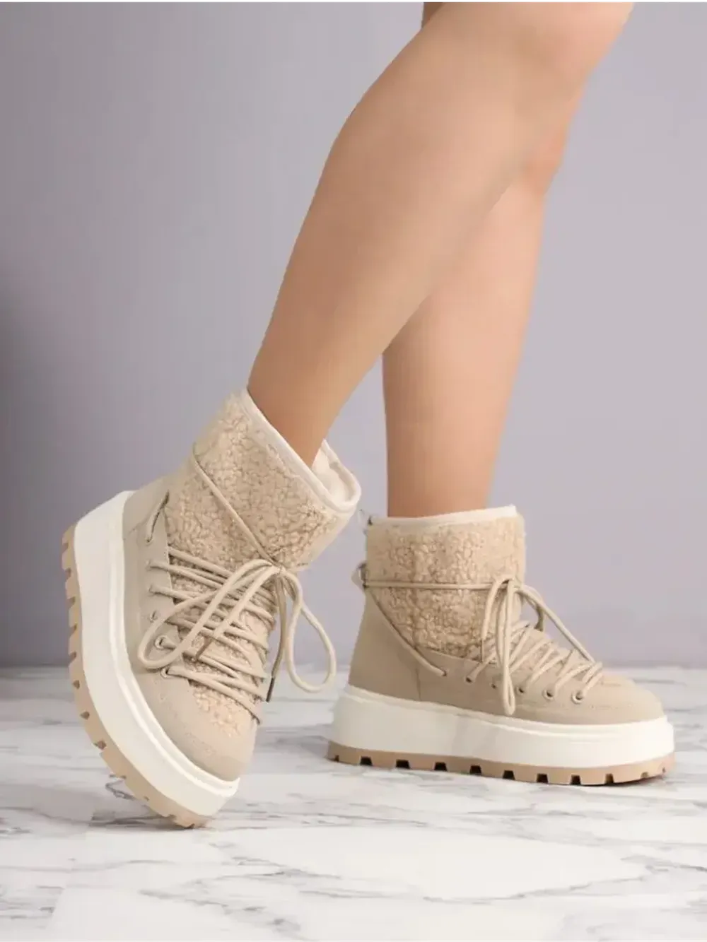 Зимние угги натуральный мех на платформе