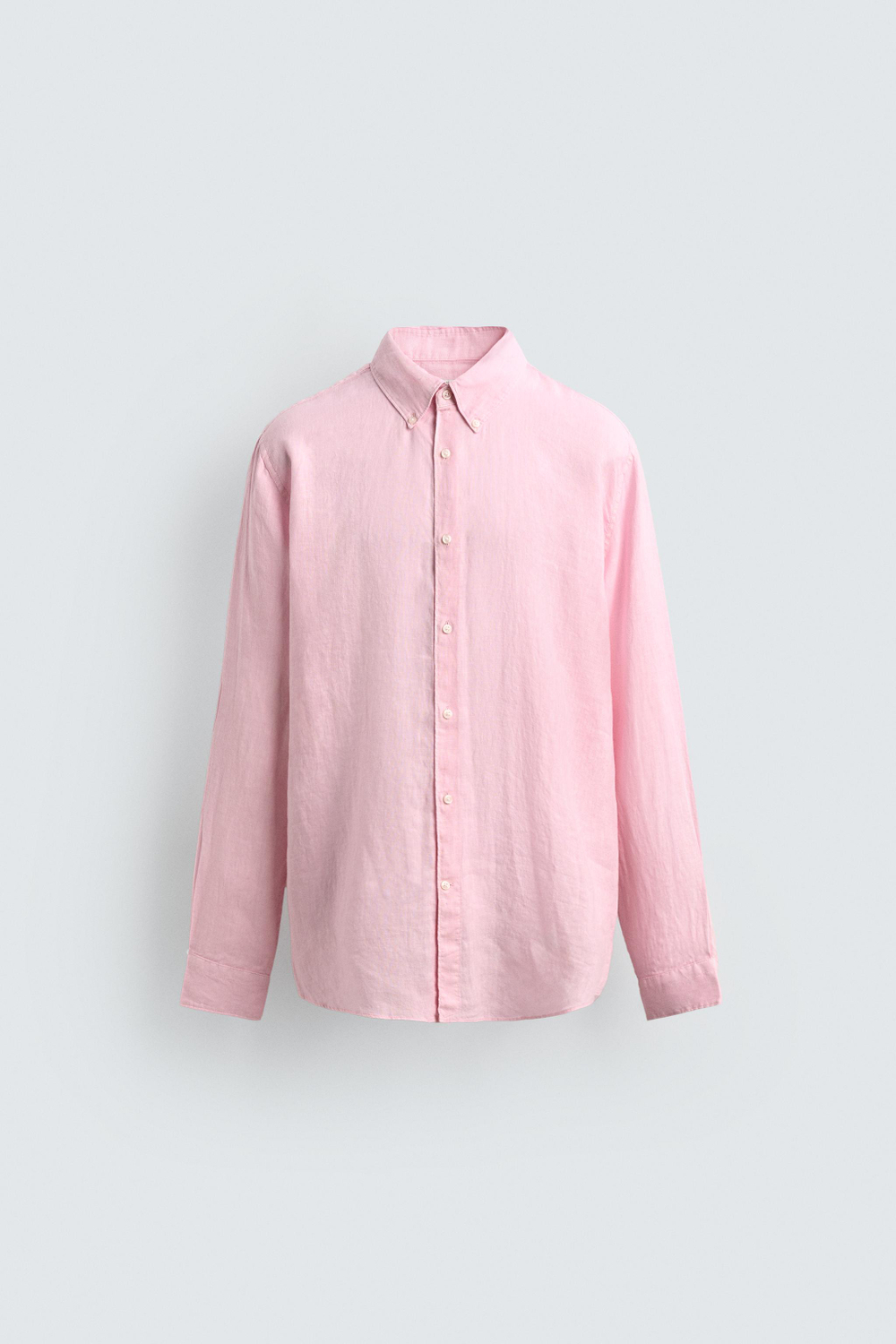ZARA РУБАШКА REGULAR FIT ИЗ 100% ЛЬНА, РОЗОВЫЙ