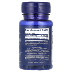 Life Extension Vitamin D3 5000 IU (125mcg) 60 Softgels , Витамин Д3