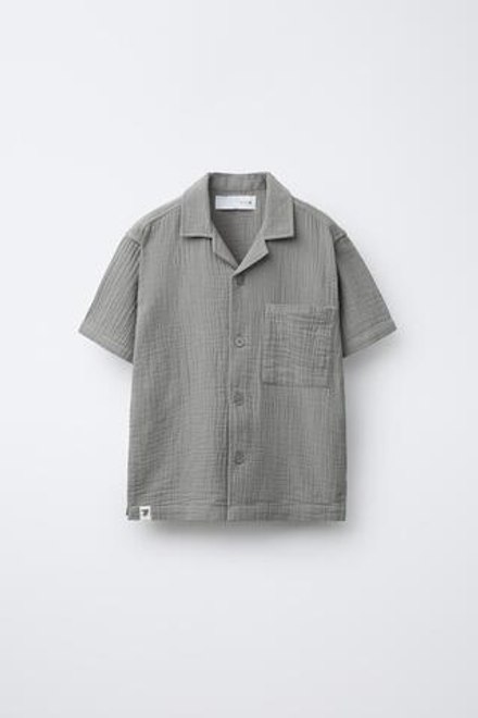 ZARA РУБАШКА ИЗ РЕЛЬЕФНОЙ ТКАНИ, ТЕМНО-СЕРЫЙ