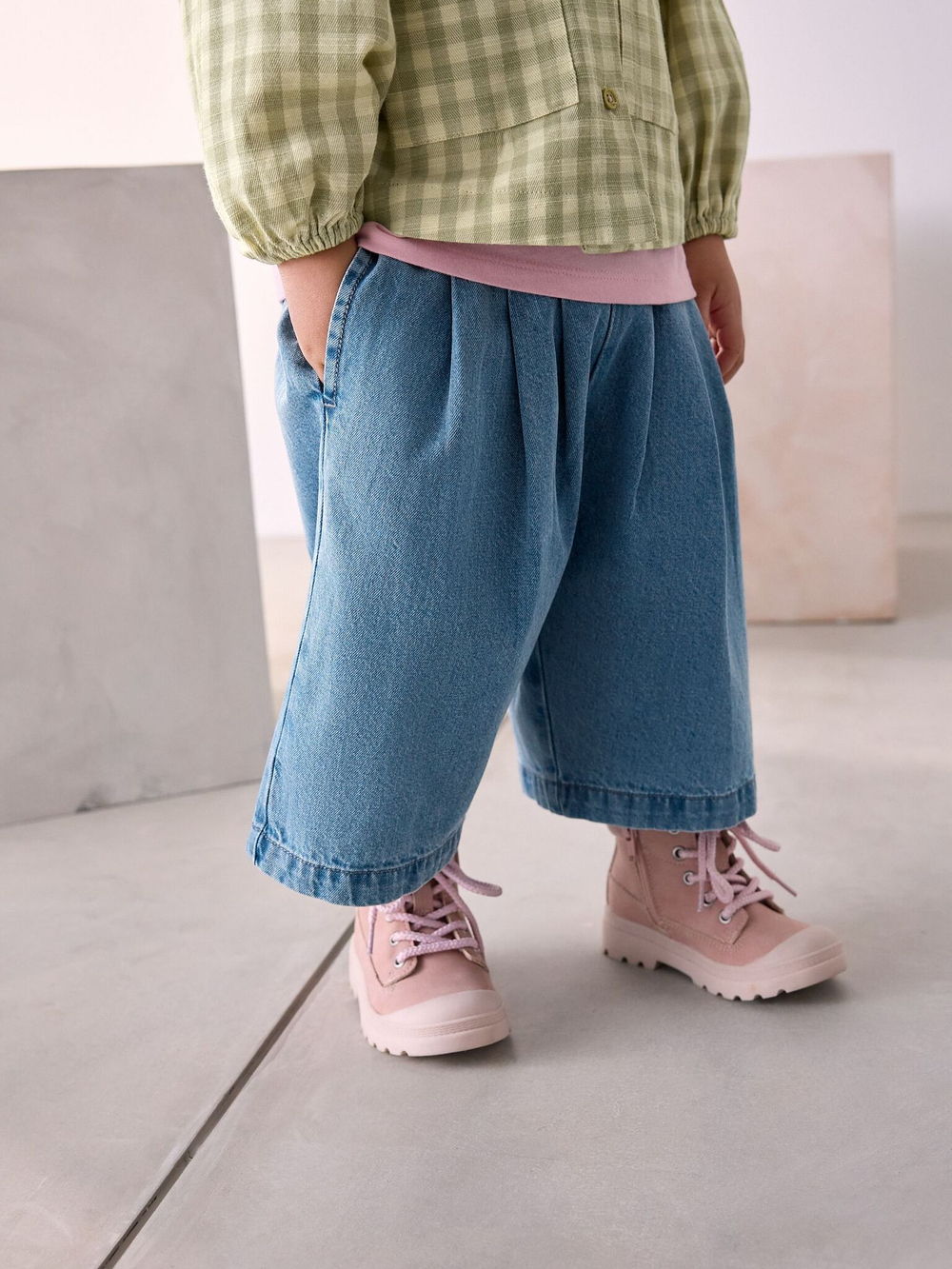 Рубашка и джинсы в комплекте для девочки Next E86-971, Синий, Салатовый