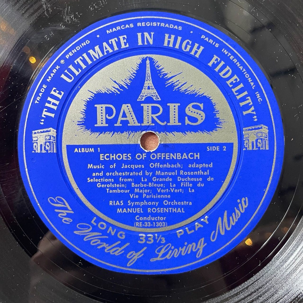Винтажная виниловая пластинка LP RIAS Symphony Orchestra, Manuel Rosenthal Echoes Of Offenbach (USA 1956)