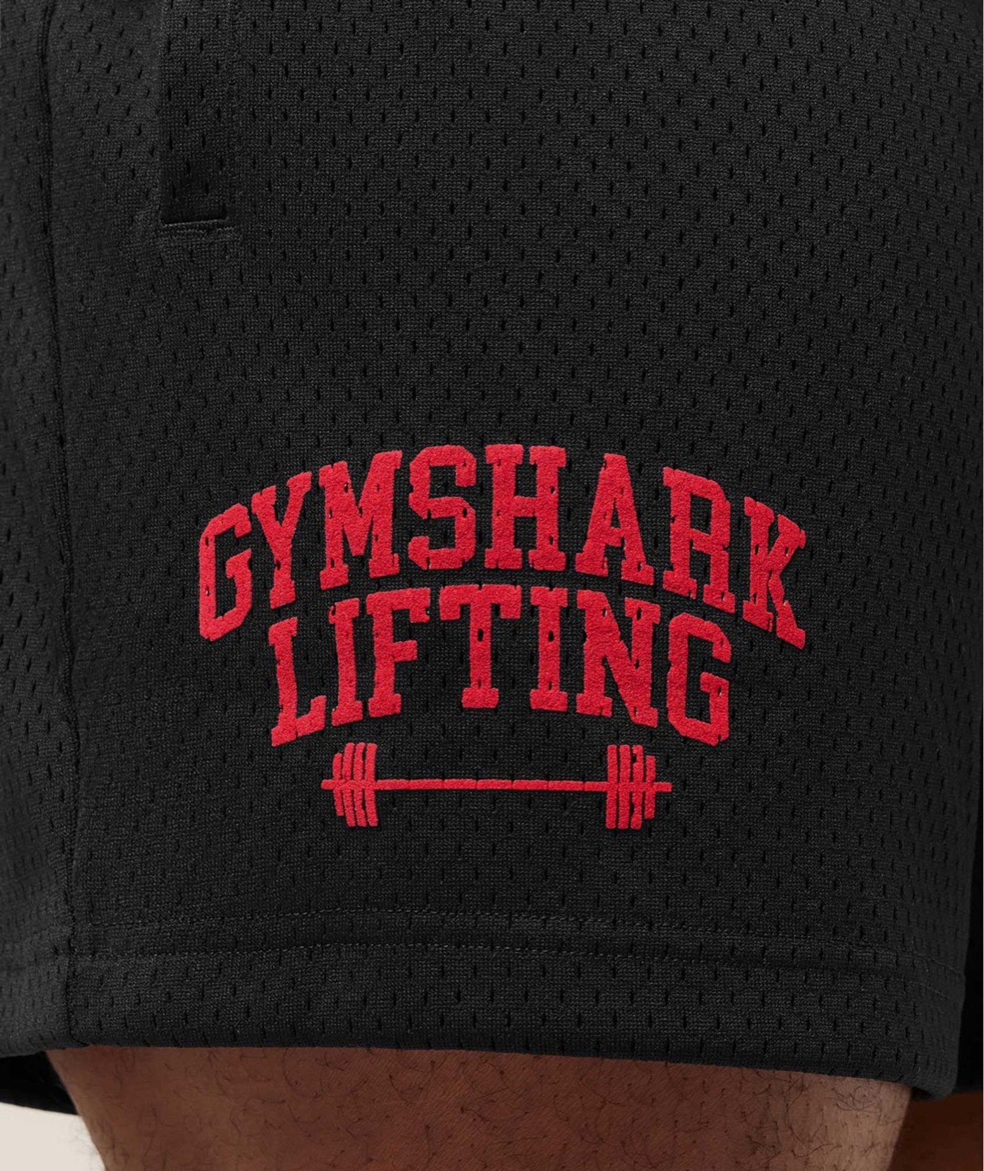Шорты GYMSHARK Lifting Barbell 5" Mesh Shorts Black/Red