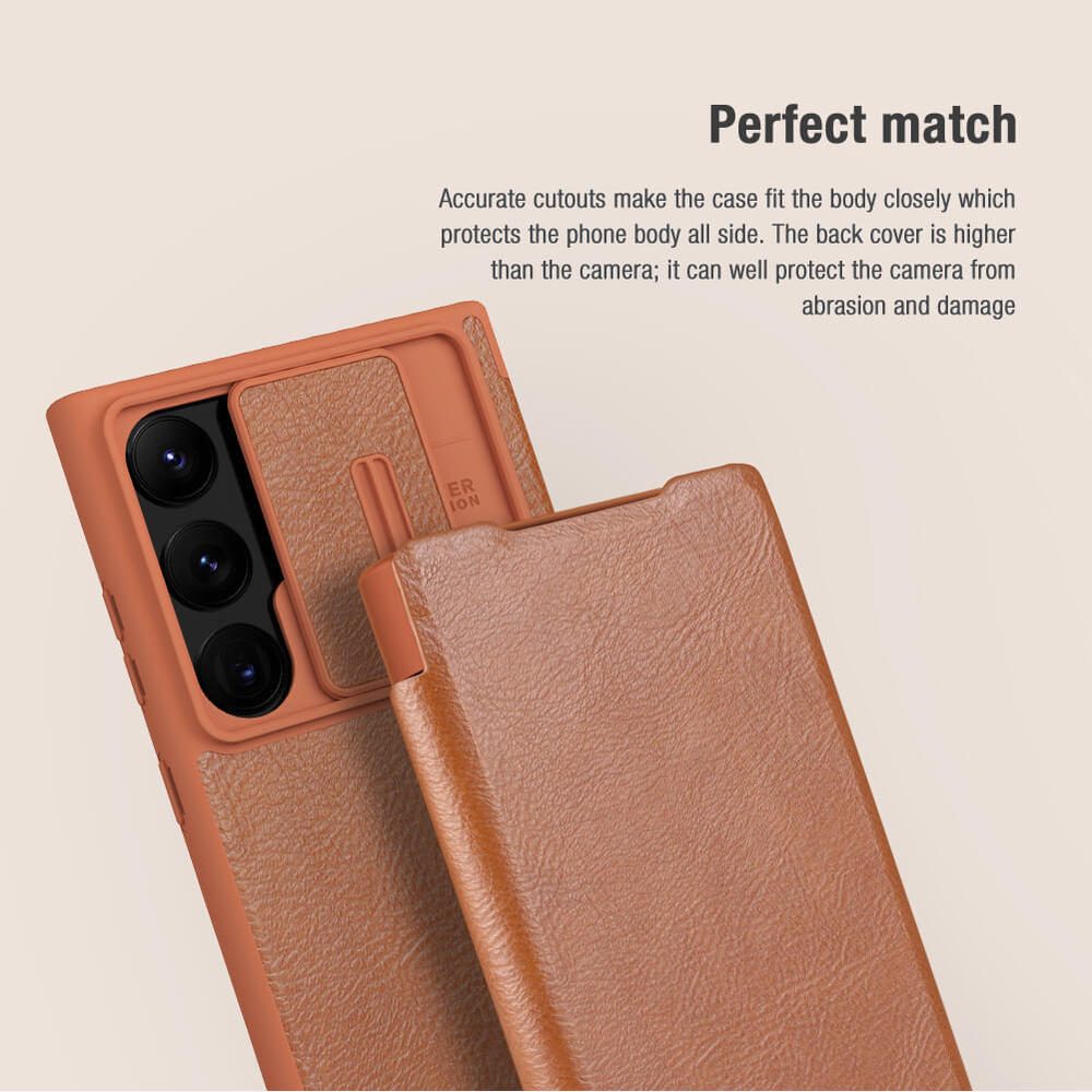 Кожаный чехол-книжка Nillkin Leather Qin Pro для Samsung Galaxy S23 Ultra