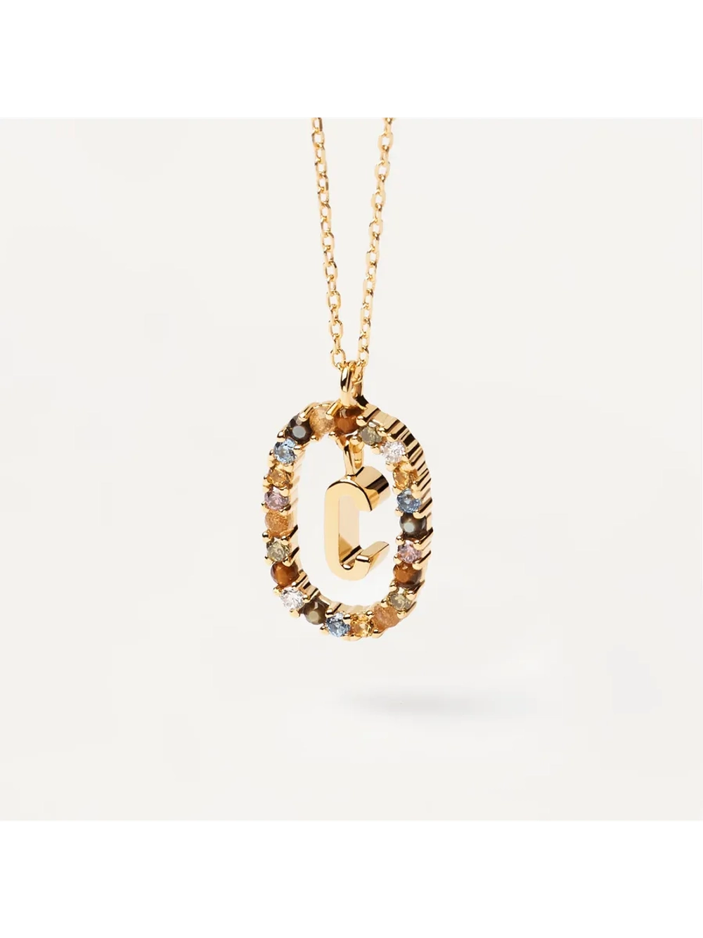 Колье Буква C серебро 925 пробы покрытое золотом