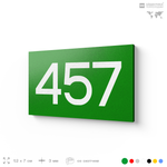 Номер на дверь 457, табличка на дверь для офиса, квартиры, кабинета, аудитории, склада, зеленая 120х70 мм, Айдентика Технолоджи
