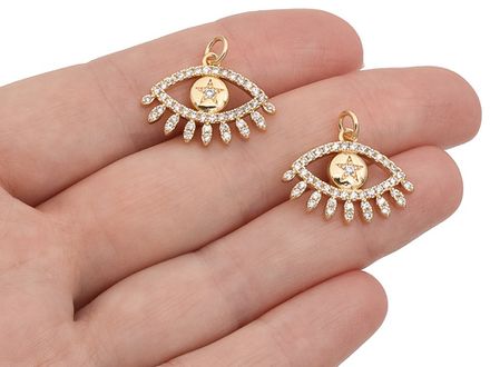 Подвеска "Глаз" со стразами, 16мм