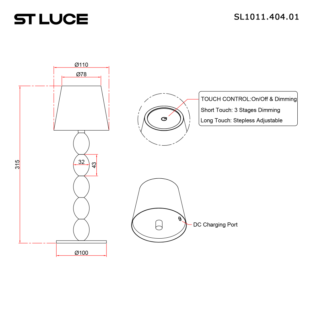 SL1011.404.01 Прикроватная лампа ST-Luce Черный/Черный LED 1*3W 3000-6000K