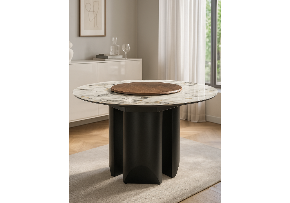 Керамический стол Woodville Иган 137 орех кантри, arctic ocean, черный