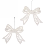 Подвески в блёсках «Сказочные бантики» 9*11 см (набор 2 шт), Белый