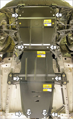 защита Радиатора, картера Двигателя, Переднего дифференциала, КПП, Разд. коробки. 2 мм, Сталь. для Suzuki Grand Vitara 2005-2008, Motodor.72403