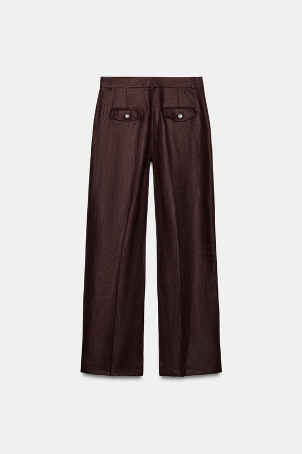 ZARA ПРЯМЫЕ БРЮКИ ИЗ 100% ЛЬНА, КОРИЧНЕВЫЙ