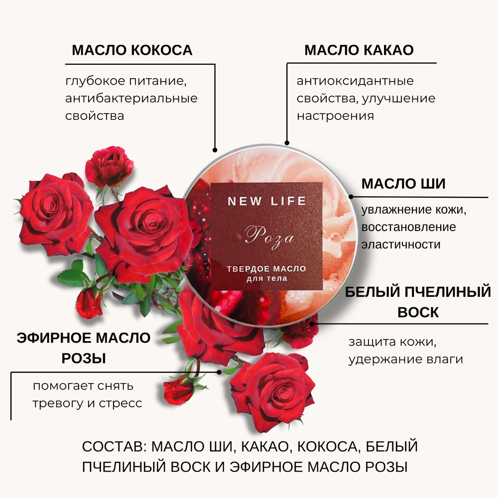 Твердое масло для тела РОЗА