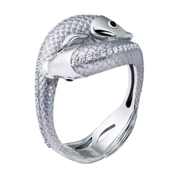 Кольцо Рыбы с Сапфирами и Бриллиантами, R0251-0/5