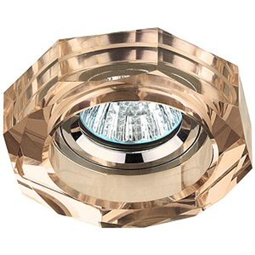 Светильник декор стекло объемный многогранник MR16,12V/220V, 50W, GU5,3 ХРОМ/ЧАЙНЫЙ