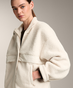 Oysho Легкая куртка-бомбер из искусственной овчины, экрю