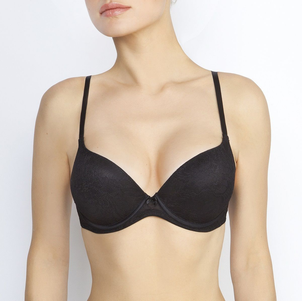 Бюстгальтер пуш-ап со встроенным гелевым корректором (Размер: 80E) (Цвет: черный с бежевым)
