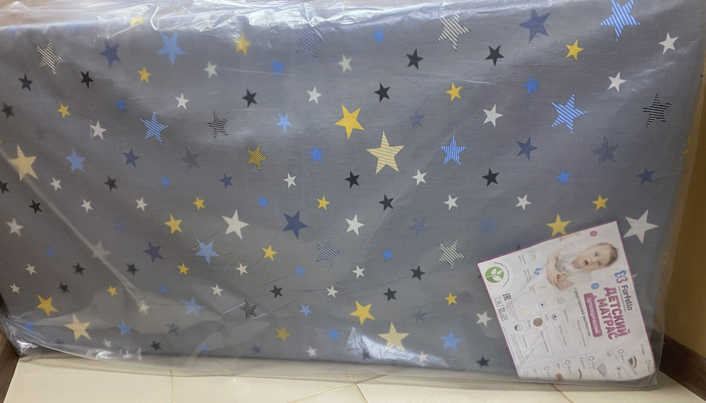 Матрас в детскую кроватку ортопедический с двусторонней жесткостью из форплита, чехол съемный из бязи, размер 120/60/11см, цвета в ассортименте