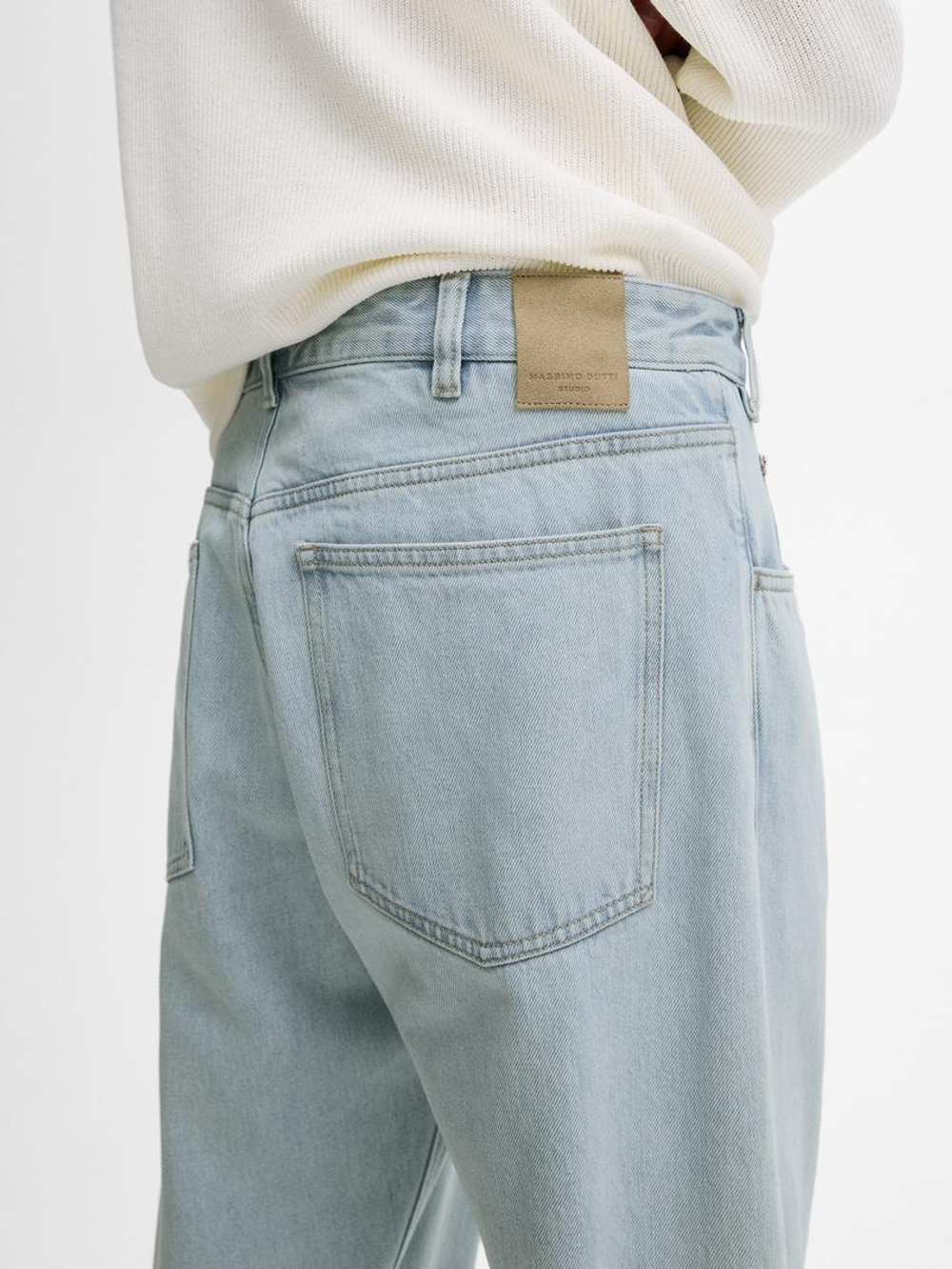Massimo Dutti Джинсы прямого кроя из ткани с эффектом потертости — Studio, голубой