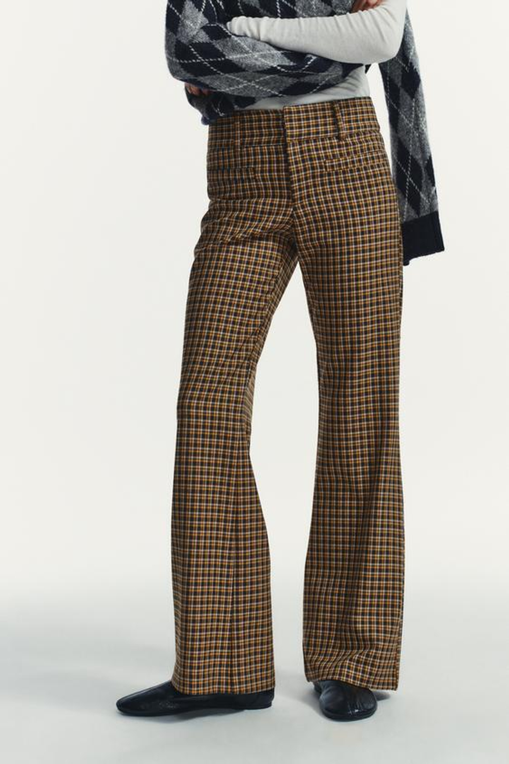 ZARA РАСКЛЕШЕННЫЕ БРЮКИ ИЗ ВЕЛЬВЕТА, КОРИЧНЕВЫЙ