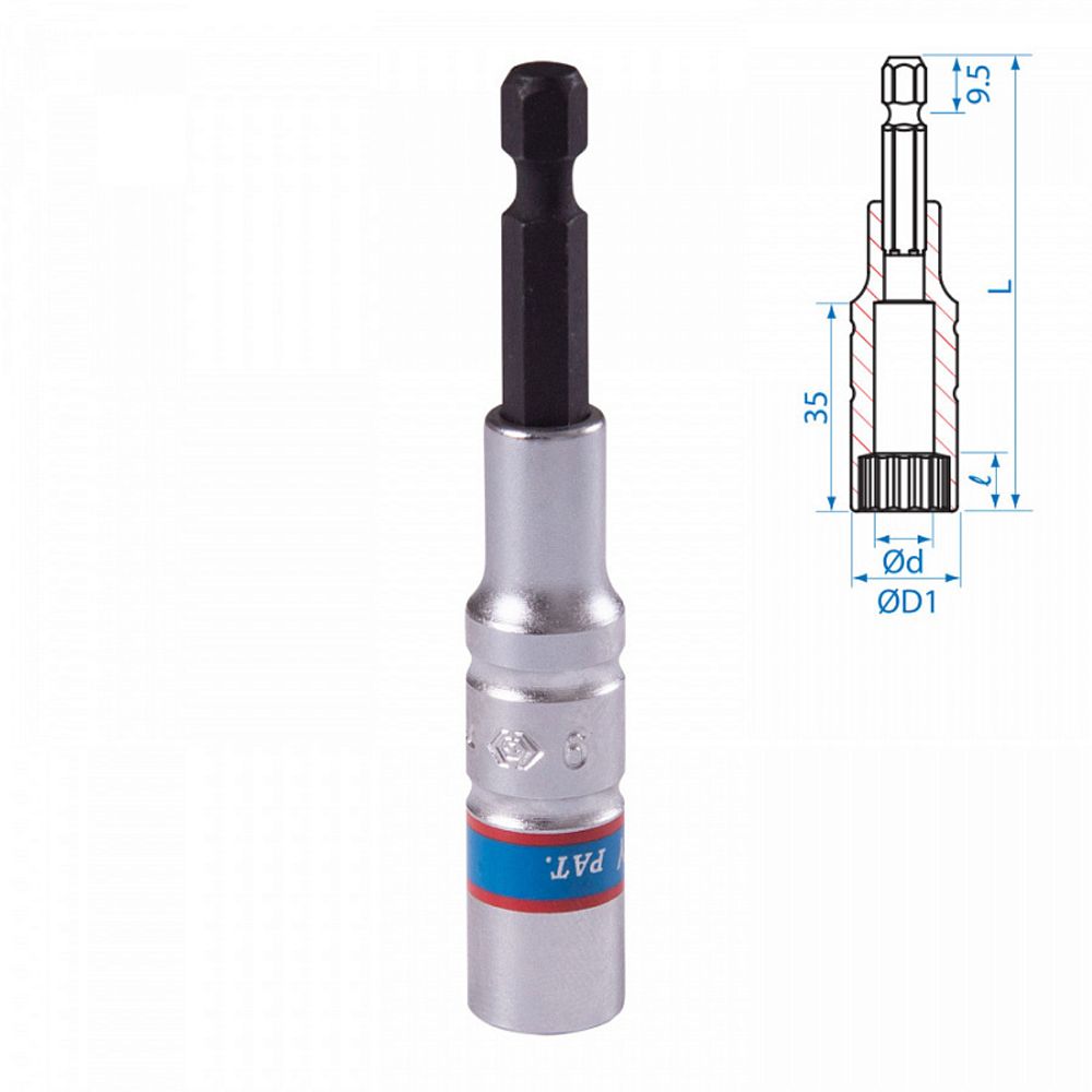 KING TONY (76B809M) Головка для шуруповерта двенадцатигранная 1/4", 9 мм, L = 80 мм