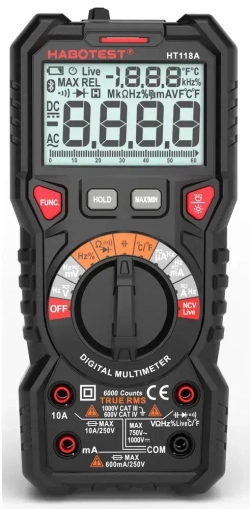 Цифровой мультиметр HT118A Habotest автомат емкость частота температура поиск проводки ток фаза фонарик подсветка True RMS