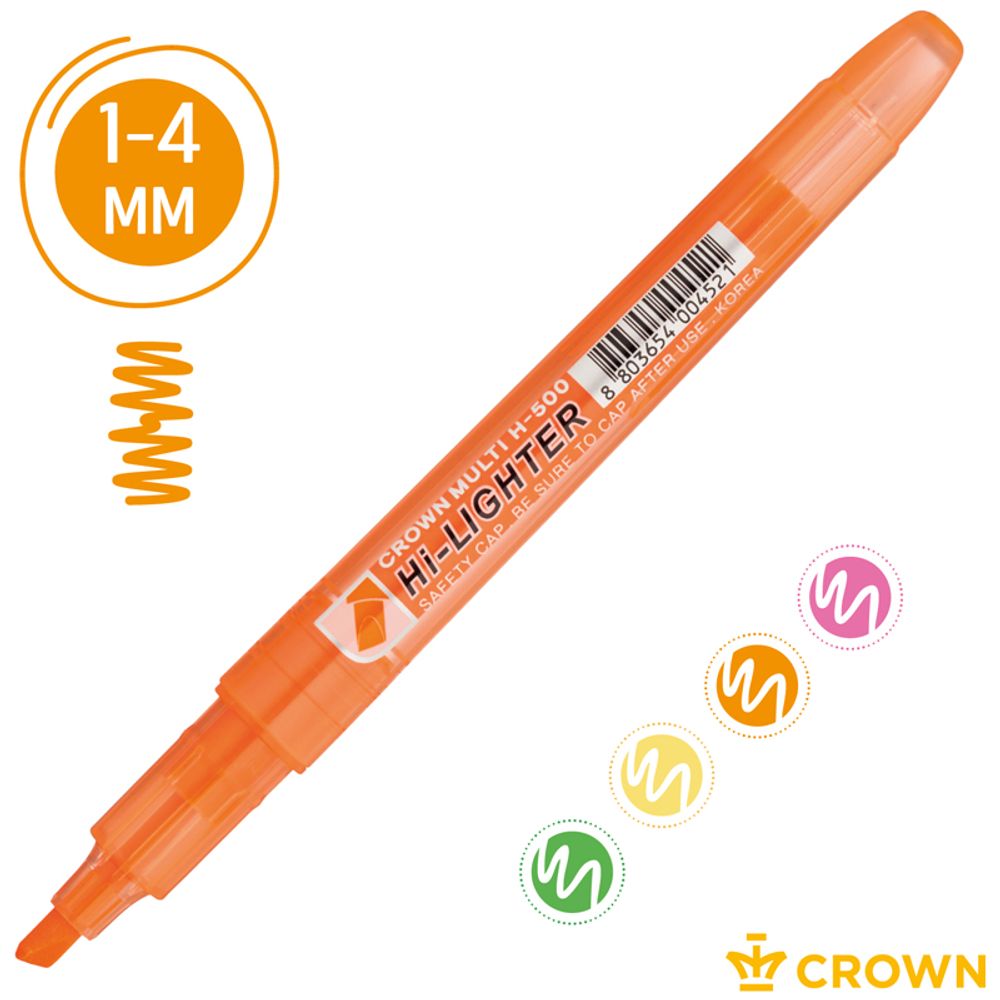 Набор выделителей текста 4цв, 1-4мм, Crown