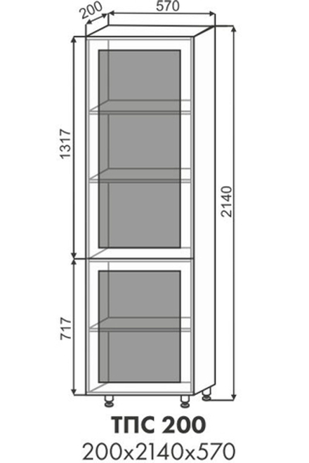 Шкаф пенал со стеклом Павла ТПС 200