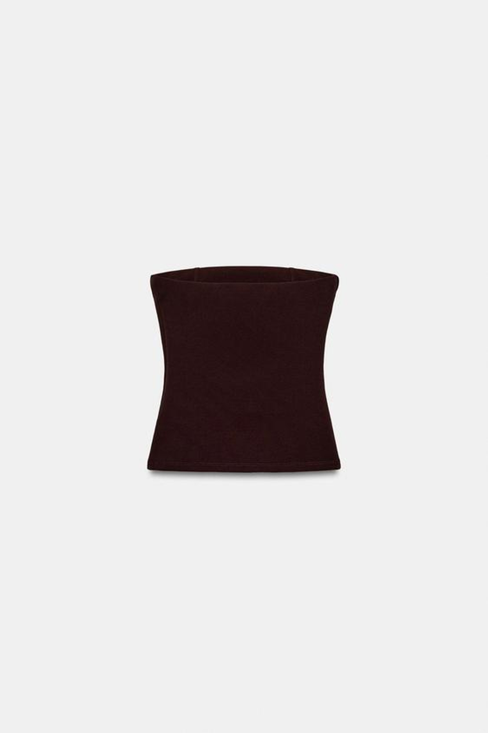 ZARA ТОП БАНДО С ЭЛАСТИЧНОЙ ТКАНЬЮ И ЗАКЛЕПКАМИ, ТЕМНО-КОРИЧНЕВЫЙ