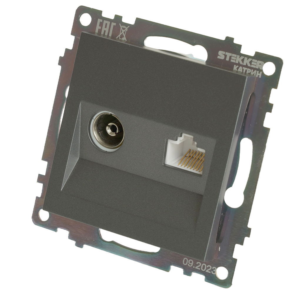 Розетка TV + компьютерная RJ-45 (механизм), серия Катрин, графит, GLS00-7106-06 49417