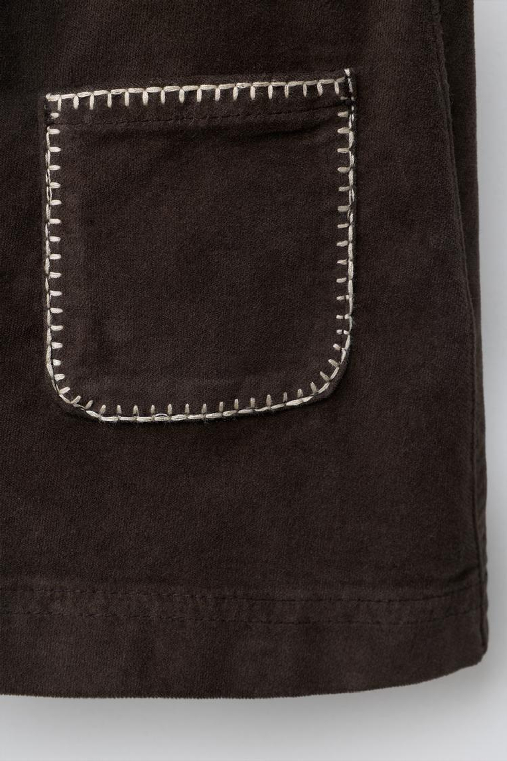 ZARA БАРХАТНАЯ ЮБКА С ПРОРЕЗНЫМИ КАРМАНАМИ, КОРИЧНЕВЫЙ