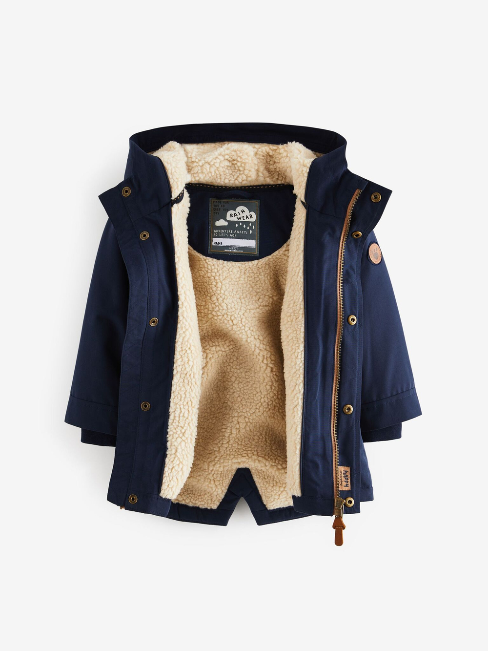 Куртка с флисовой подкладкой и капюшоном для мальчика Next Q53-237, Темно-синий