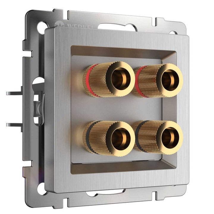 Акустическая розетка Werkel х4 серебряная рифленая WL09-AUDIOx4 4690389085024