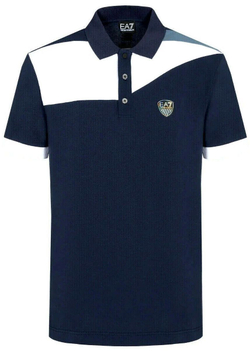 Мужское поло теннисное EA7 Man Jersey Polo Shirt - navy blue