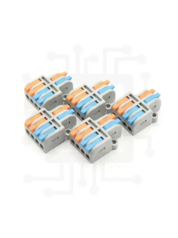 Клеммы для проводов, 2 на 4 контакта, 0.08-2.5(4.0)мм, 32А (5 шт.)