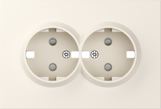 Накладка для розетки 2-й с заземлением,  со шторками 16A 250 В~,  матовый кремовый,  серия A07