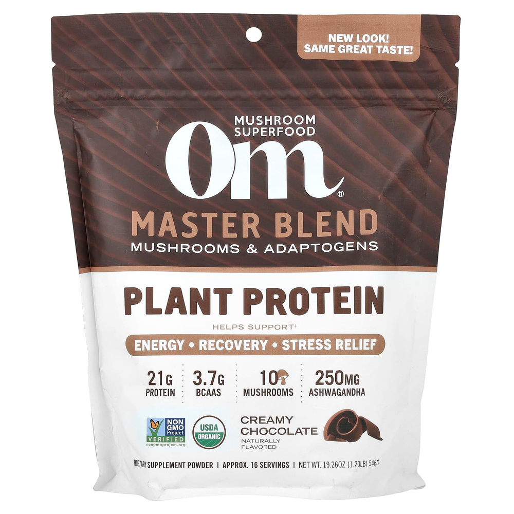 Om Mushrooms, Master Blend, растительный протеин, сливочный шоколад, 546 г (1,2 фунта)