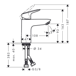 Смеситель для раковины Hansgrohe Logis 71101000 схема