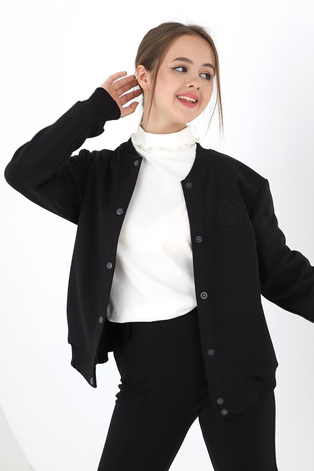 Джемпер для девочки Бомбер-1 Виотекс ЧЁРНЫЙ