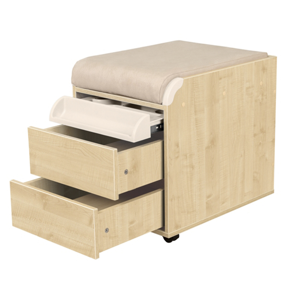 Тумба Дэми на колёсиках с 2 ящиками, органайзером для канцелярии и пуфом (ТУВ.10)