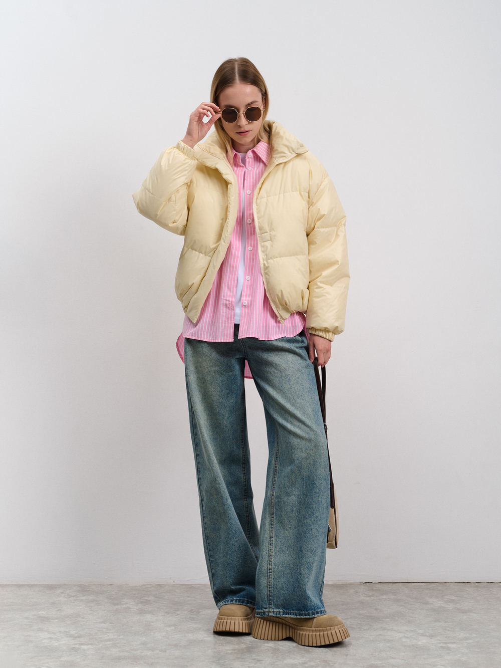 Пуховик женский демисезонный ваниль