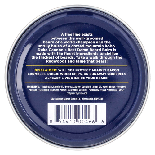 Duke Cannon Supply Co., Best Damn Beard Balm, красное дерево, 48 г (1,6 унции)