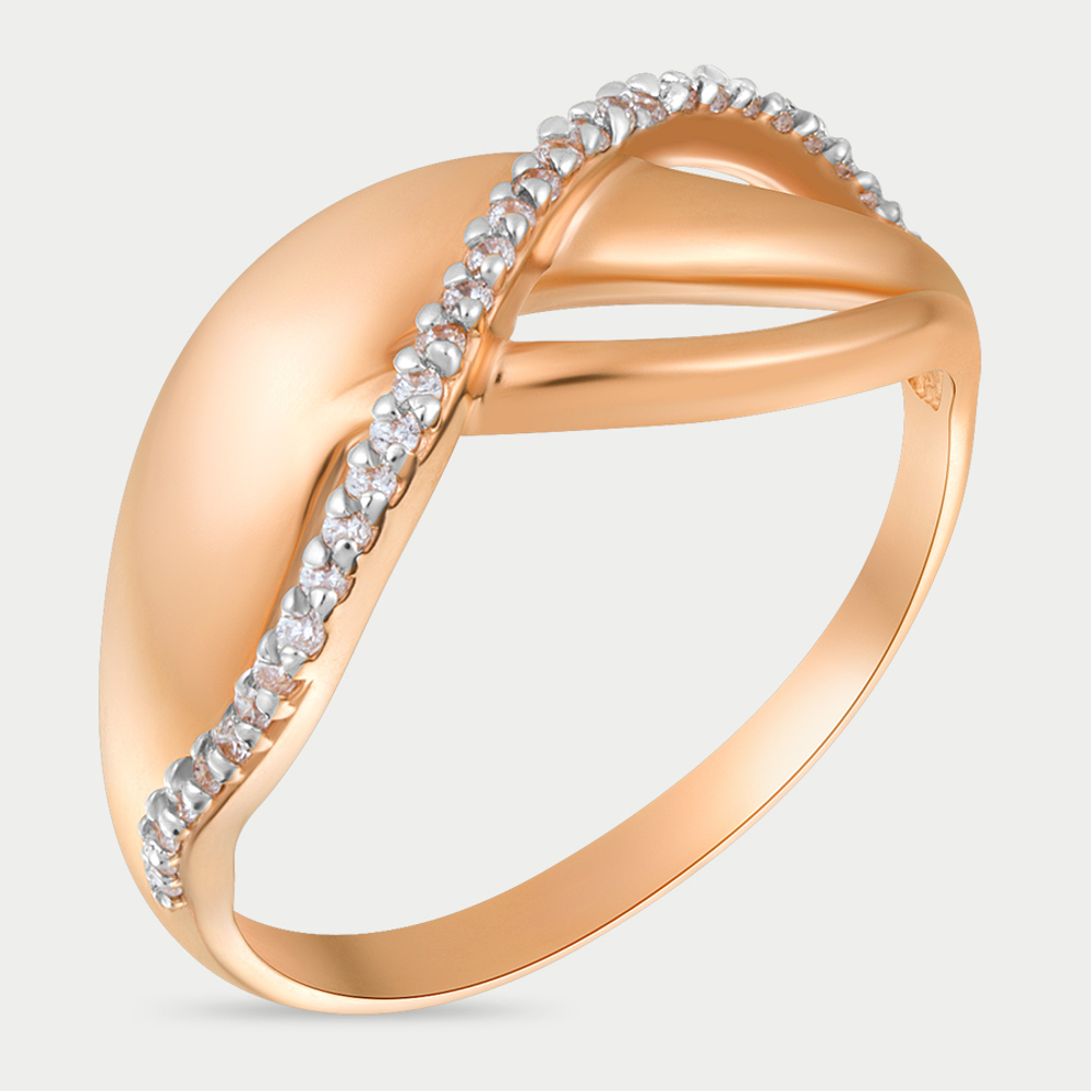 Женское кольцо из розового золота 585 пробы с фианитами (арт. 71012)