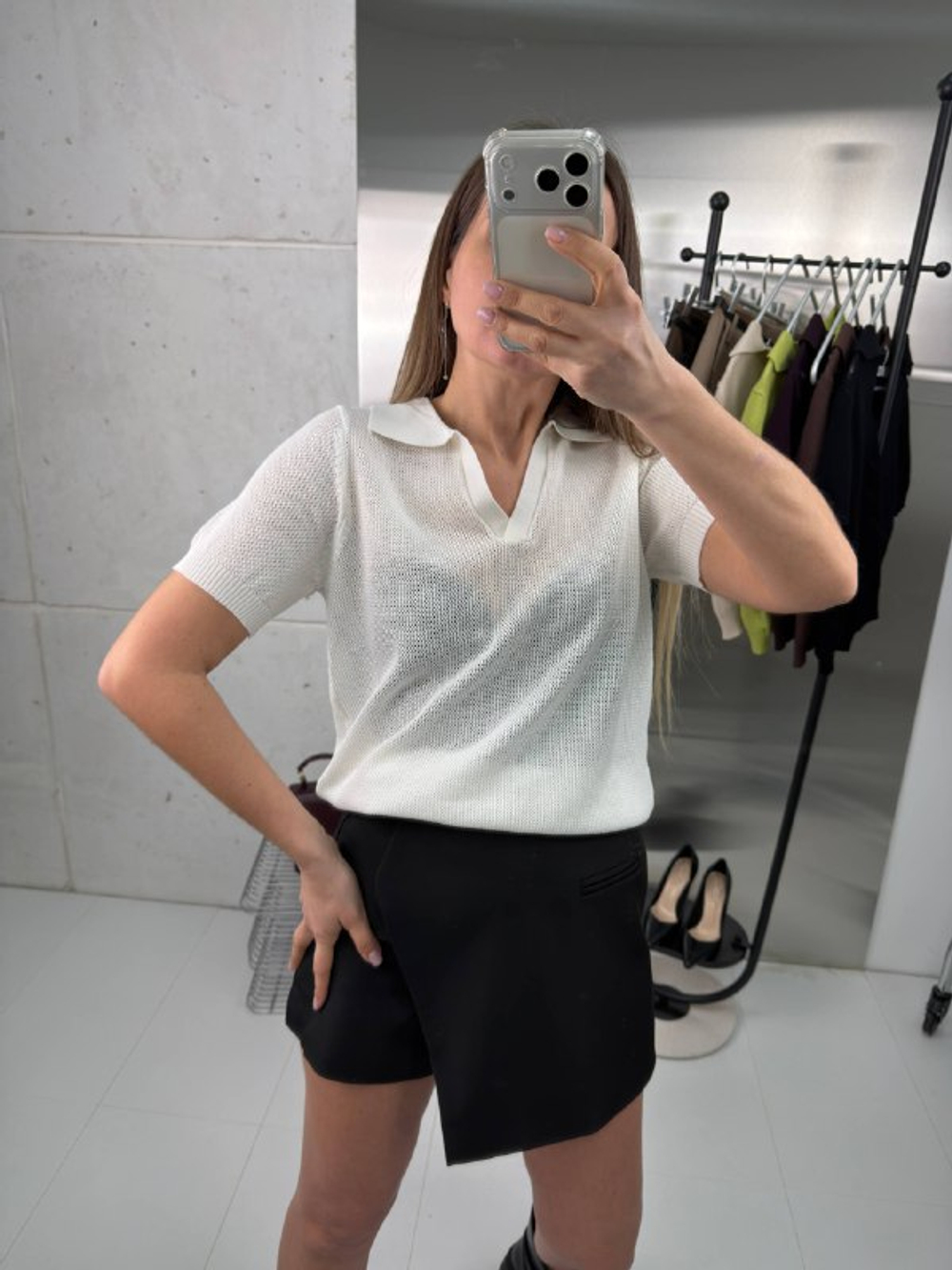 Футболка-поло женская артикул 9610 цвет "молочный"